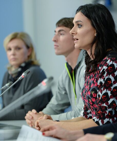 Press conference by Russian track-and-field athletes