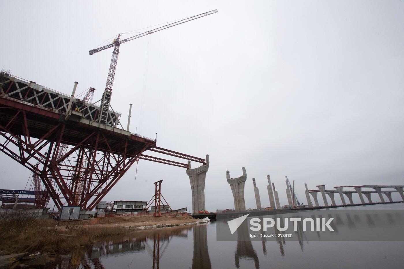 Building double-deck bridge across Sea Canal in St.Petersburg