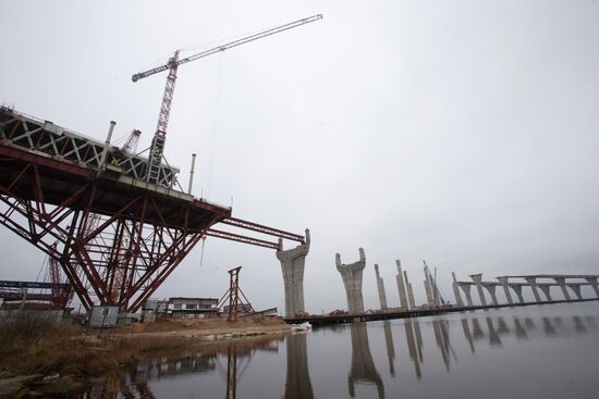 Building double-deck bridge across Sea Canal in St.Petersburg