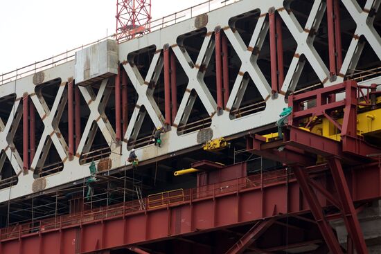 Building double-deck bridge across Sea Canal in St.Petersburg