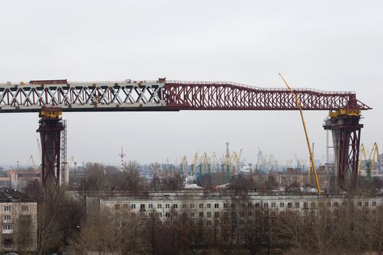 Building double-deck bridge across Sea Canal in St.Petersburg