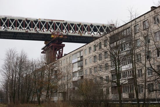 Building double-deck bridge across Sea Canal in St.Petersburg