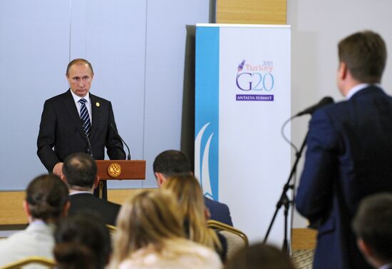 Russian President Vladimir Putin participates in G20 summit in Turkey