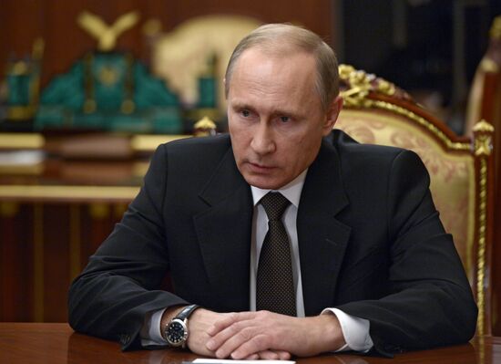 Russian President Vladimir Putin chairs meeting in the Kremlin