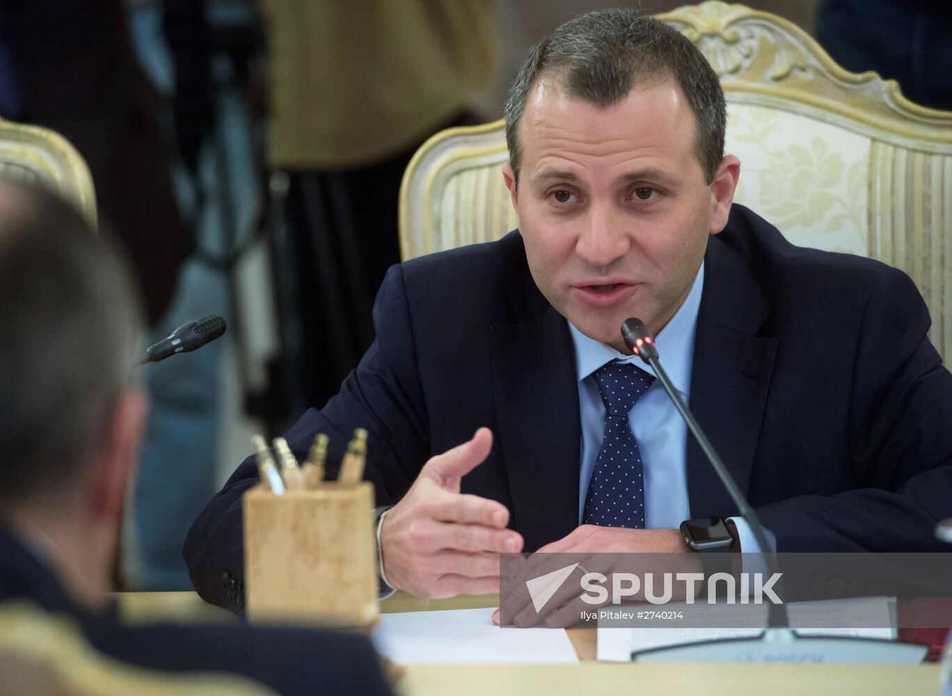 Meeting of Foreign Affairs Ministers of Russia and Lebanon Sergei Lavrov and Gebran Bassil