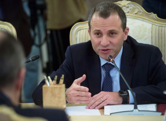 Meeting of Foreign Affairs Ministers of Russia and Lebanon Sergei Lavrov and Gebran Bassil