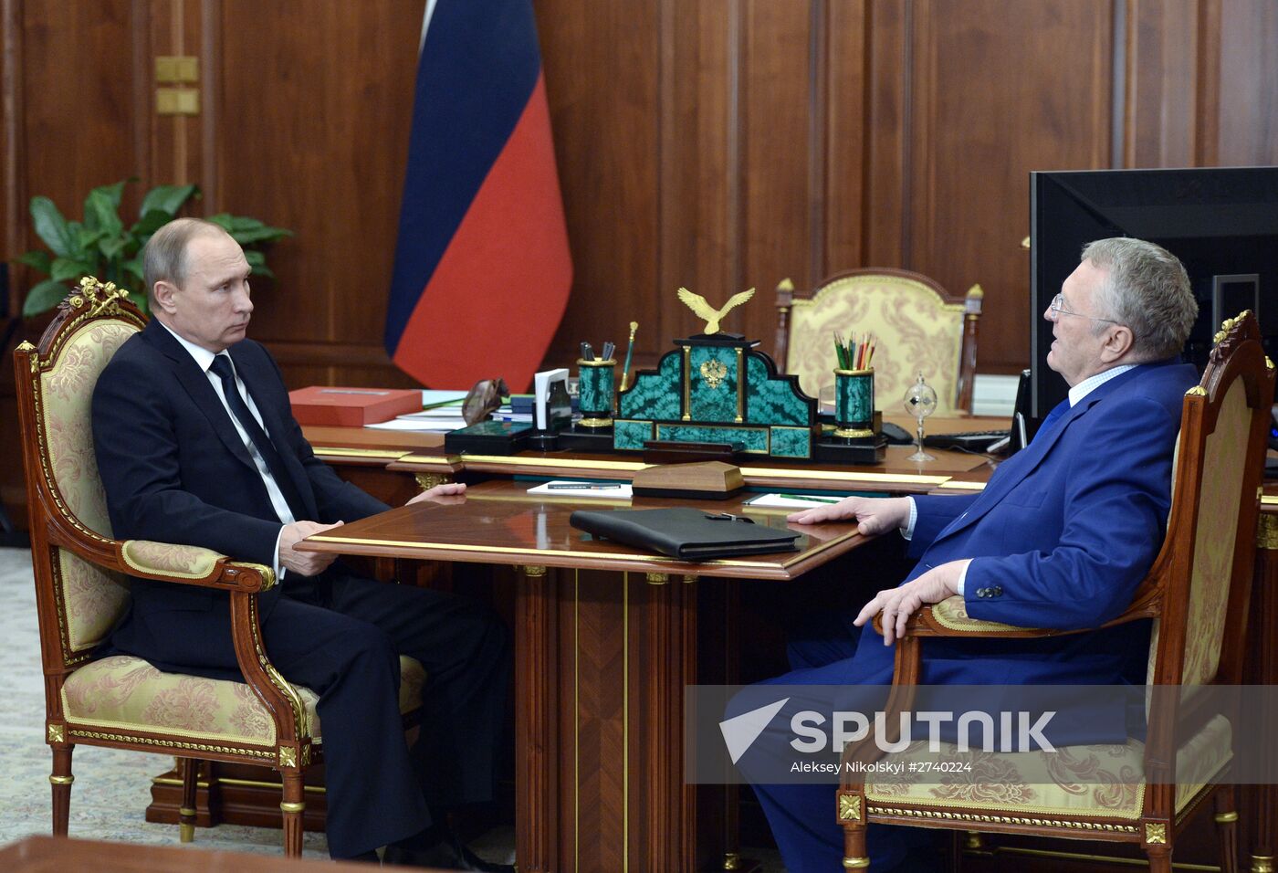 President Vladimir Putin meets with Liberal Democratic Party leader Vladimir Zhirinovsky