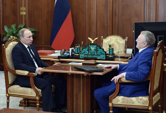 President Vladimir Putin meets with Liberal Democratic Party leader Vladimir Zhirinovsky