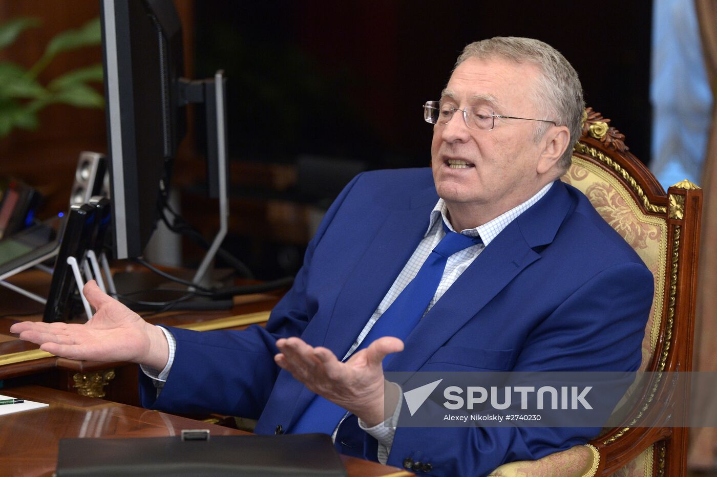 President Vladimir Putin meets with Liberal Democratic Party leader Vladimir Zhirinovsky
