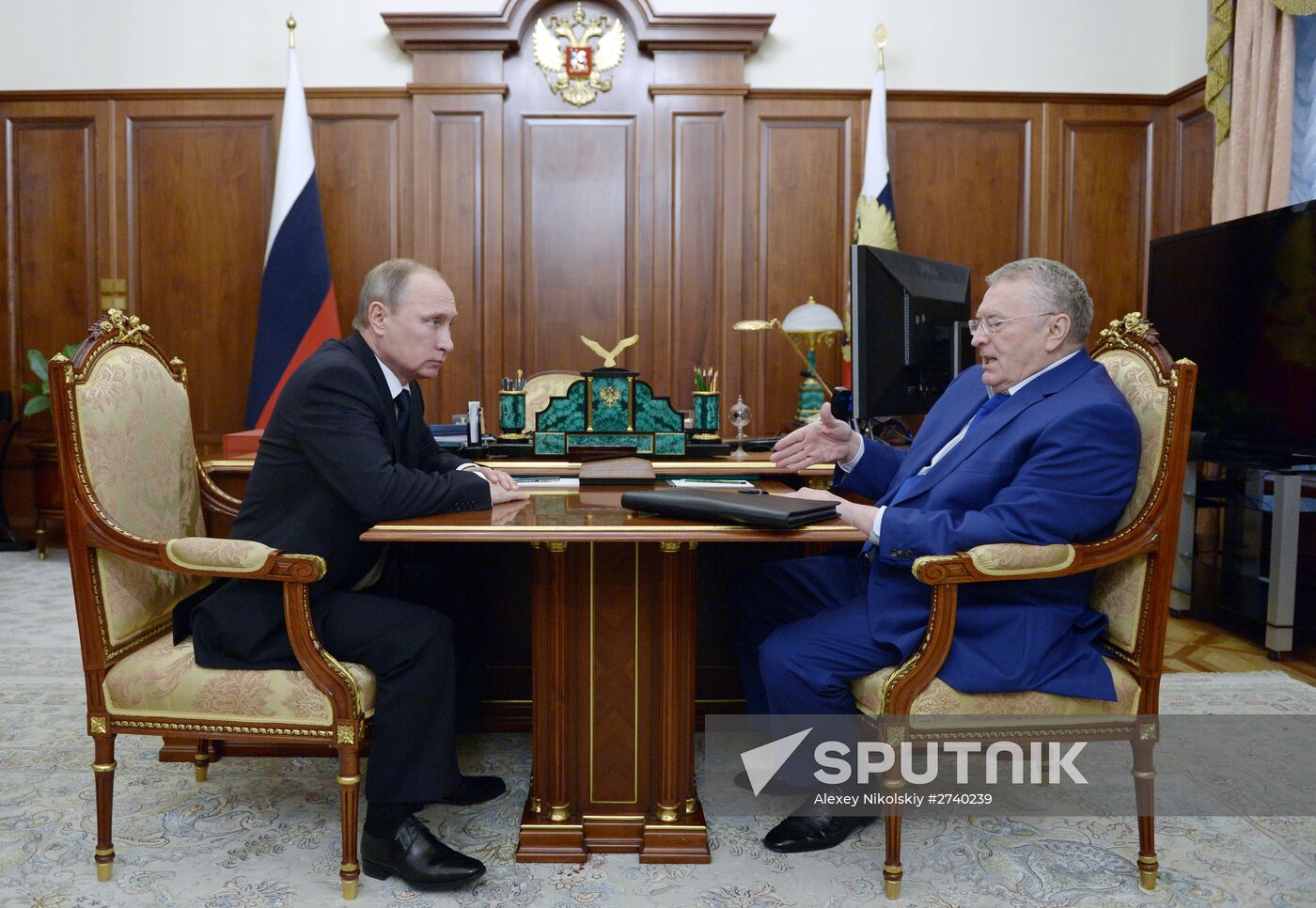 President Vladimir Putin meets with Liberal Democratic Party leader Vladimir Zhirinovsky