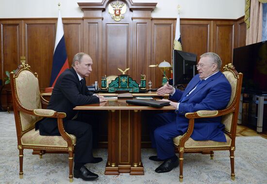 President Vladimir Putin meets with Liberal Democratic Party leader Vladimir Zhirinovsky