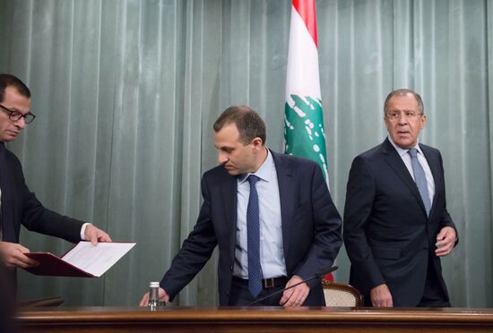 Meeting of Foreign Affairs Ministers of Russia and Lebanon Sergei Lavrov and Gebran Bassil