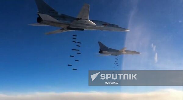 Russian Aerospace Forces' long-range aircraft strike ISIS positions