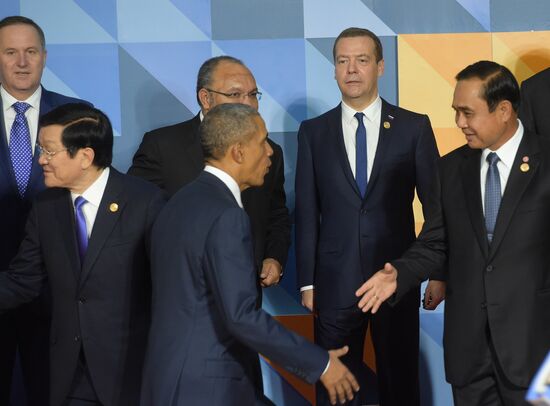 Russian Prime Minister Dmitry Medvedev at APEC 2015 Leaders' Meeting in Philippines. Day Two