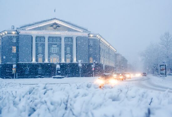 Snowfall in Petrozavodsk