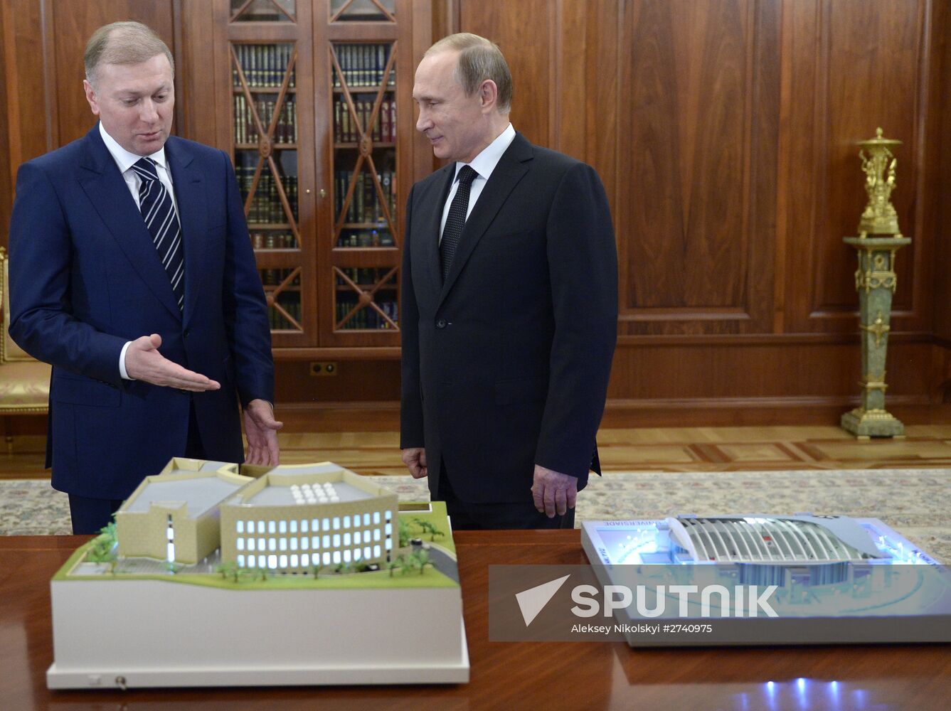 Russian President Vladimir Putin meets with businessman Musa Bazhayev