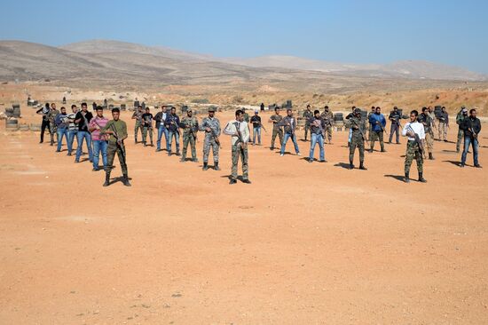 Self-defense fighters' training center in Syria