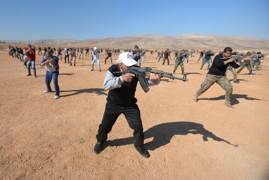 Self-defense fighters' training center in Syria