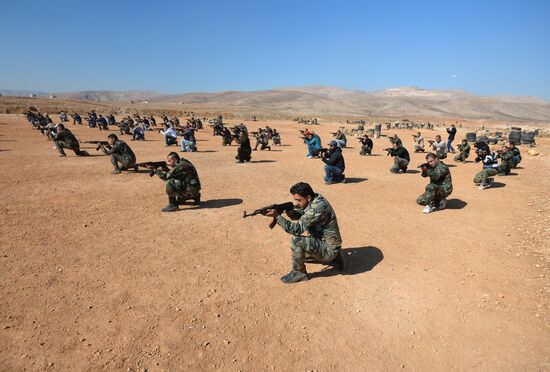 Self-defense fighters' training center in Syria