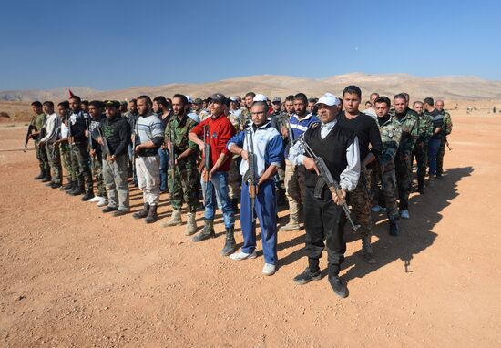 Self-defense fighters' training center in Syria