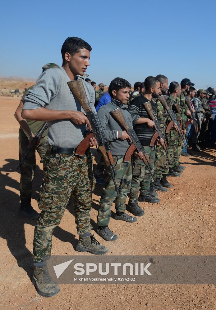 Self-defense fighters' training center in Syria