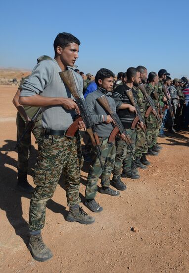 Self-defense fighters' training center in Syria