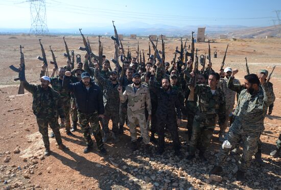 Self-defense fighters' training center in Syria