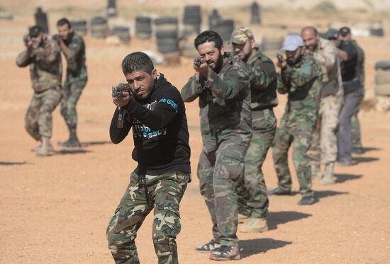 Self-defense fighters' training center in Syria