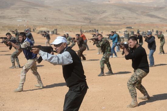 Self-defense fighters' training center in Syria