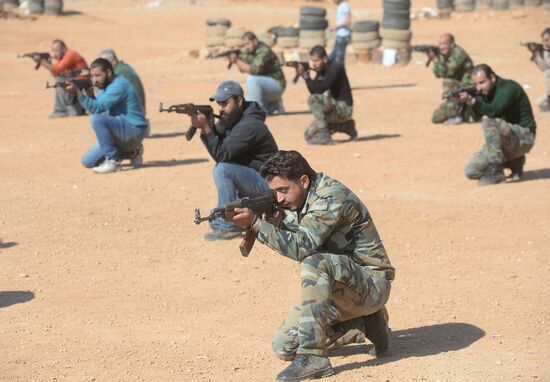 Self-defense fighters' training center in Syria