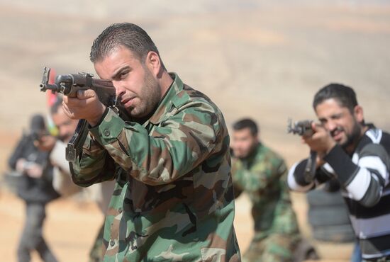 Self-defense fighters' training center in Syria