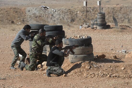 Self-defense fighters' training center in Syria