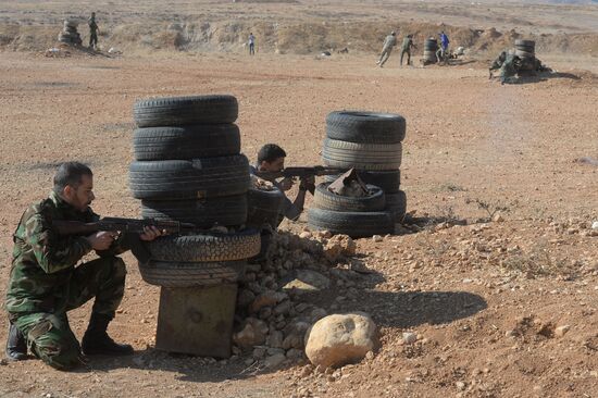 Self-defense fighters' training center in Syria