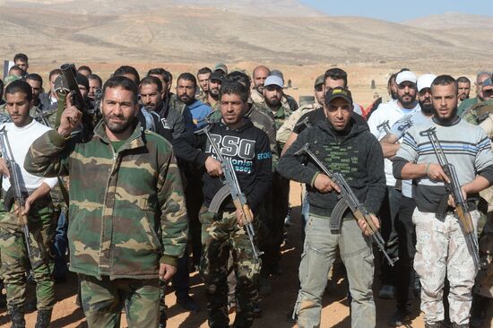 Self-defense fighters' training center in Syria