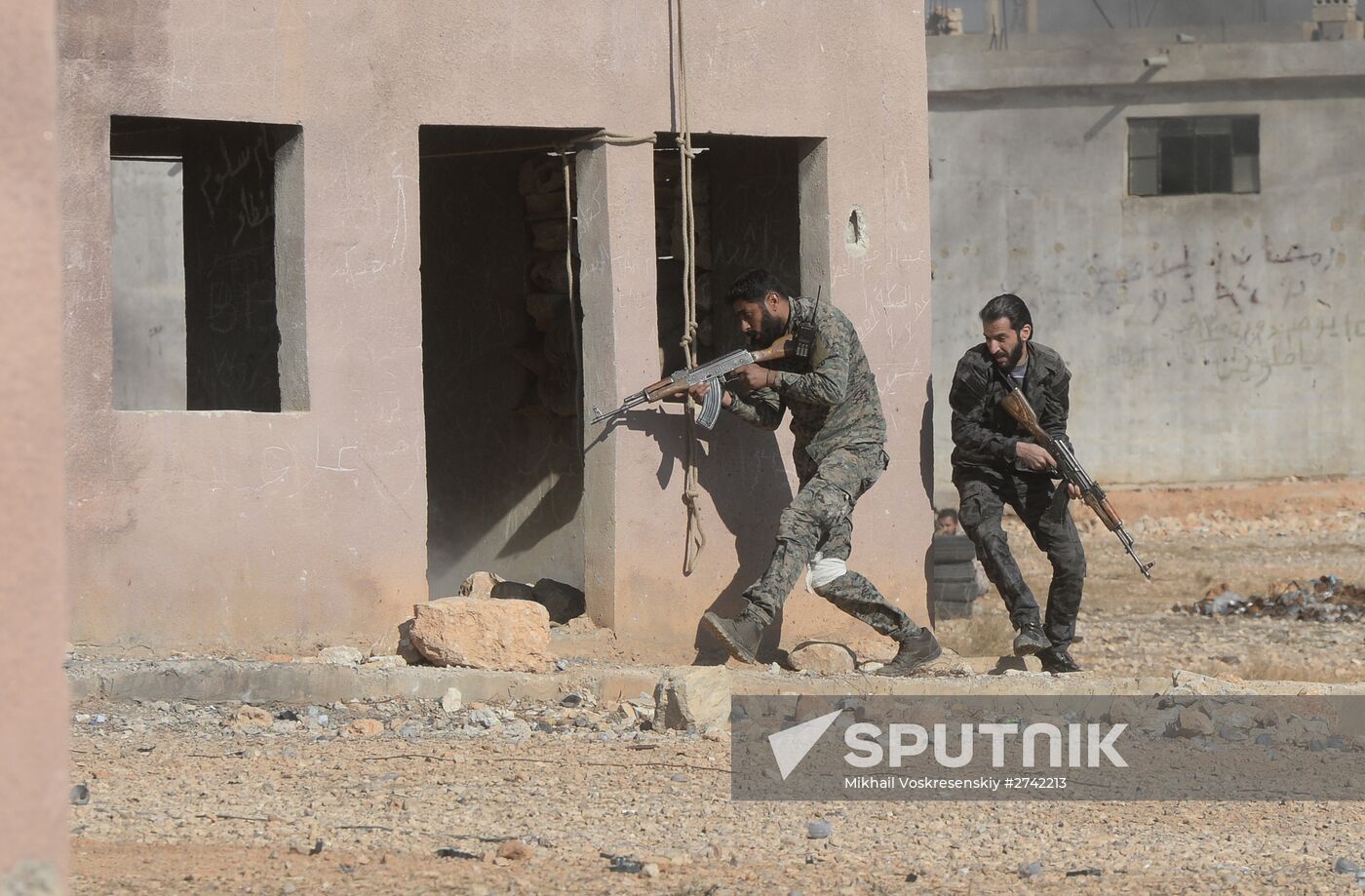 Self-defense fighters' training center in Syria