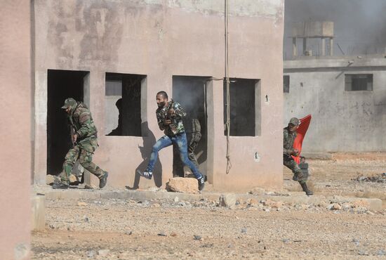 Self-defense fighters' training center in Syria