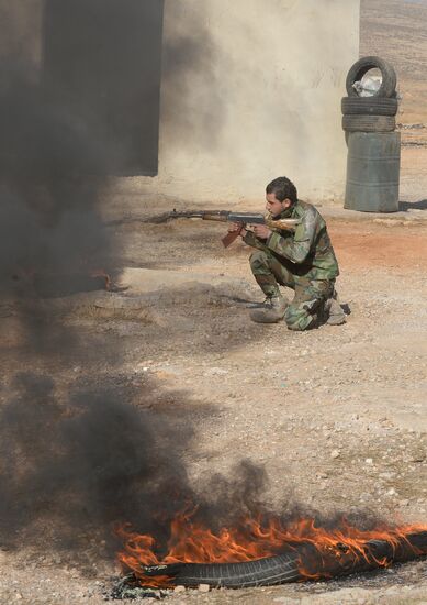 Self-defense fighters' training center in Syria