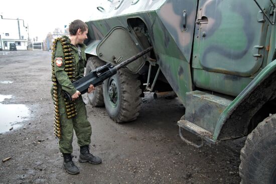 Repairs conducted at military repairs facility in Donetsk.