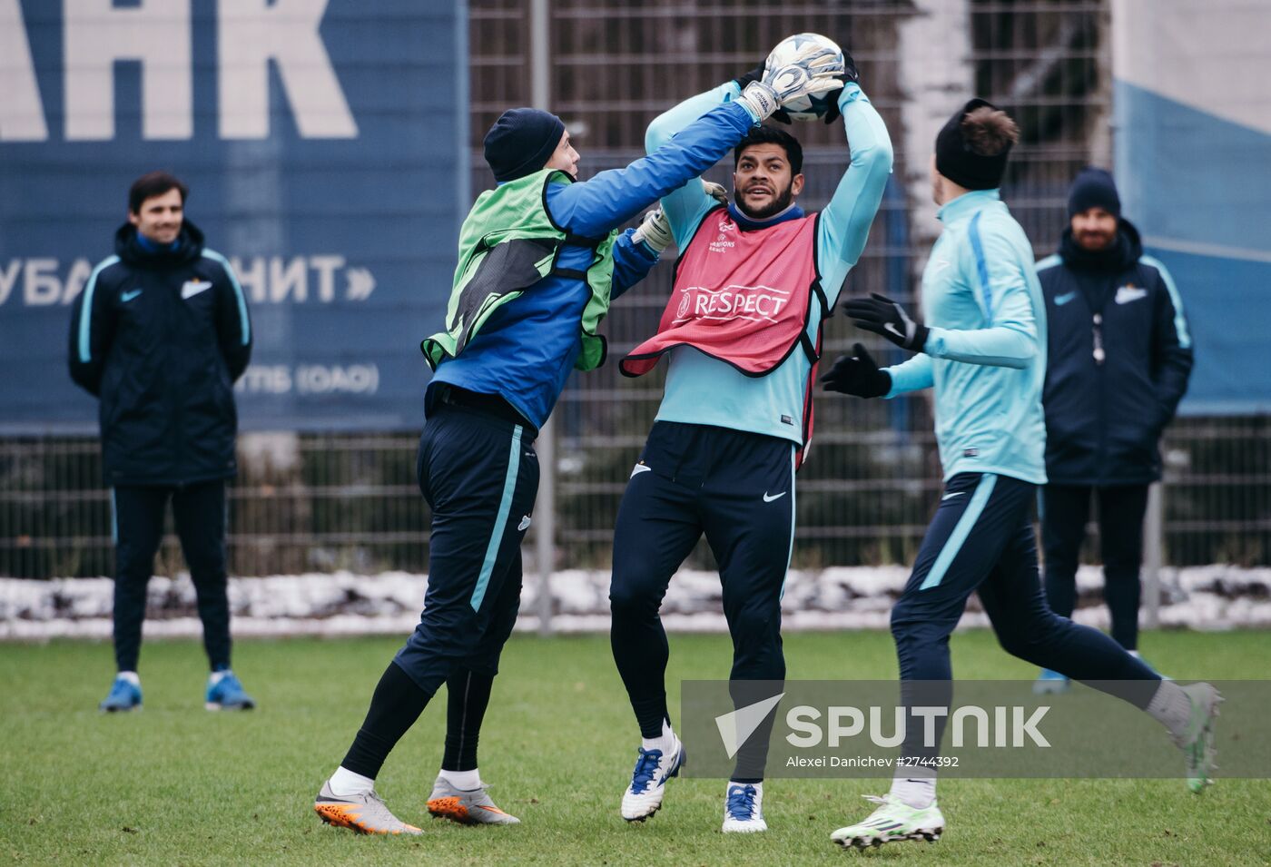 Football. UEFA Champions League. FC Zenit's training session