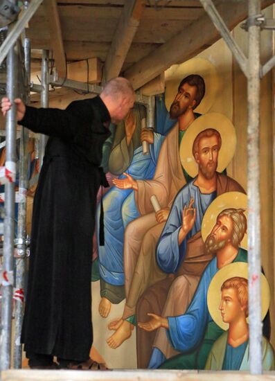 Wall painting in Cathedral of Christ the Savior in Kaliningrad