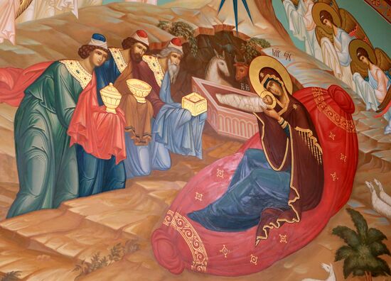 Wall painting in Cathedral of Christ the Savior in Kaliningrad