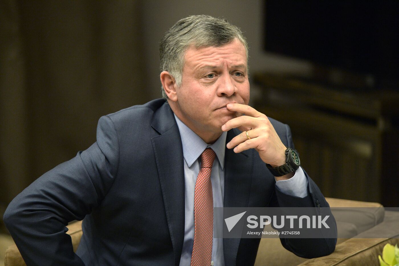 Russian President Vladimir Putin meets with King Abdullah II of Jordan