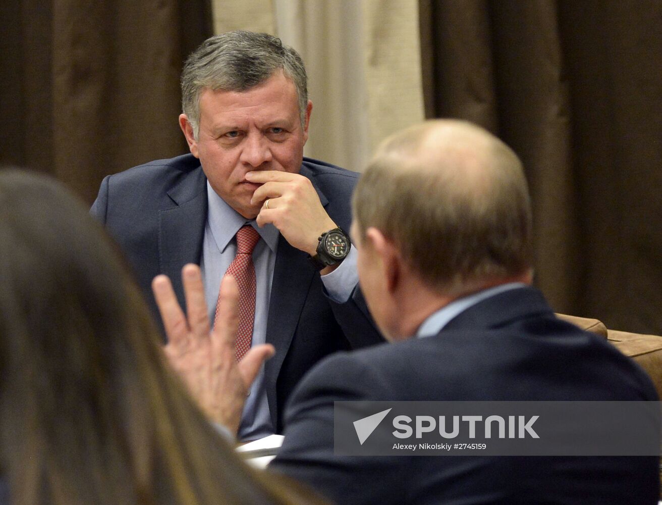 Russian President Vladimir Putin meets with King Abdullah II of Jordan