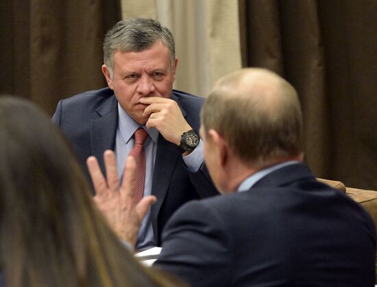 Russian President Vladimir Putin meets with King Abdullah II of Jordan