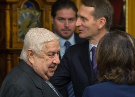 State Duma Speaker Sergei Naryshkin meets with Syrian Foreign Minister Walid Muallem