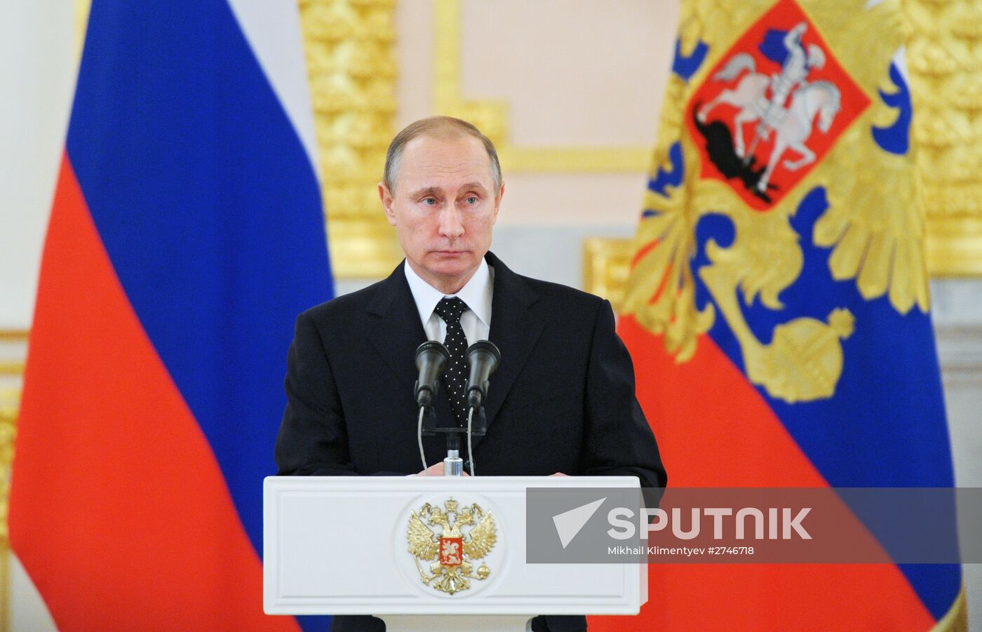 Russian President Vladimir Putin receives credentials from ambassadors of 15 countries