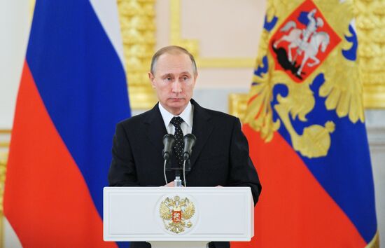 Russian President Vladimir Putin receives credentials from ambassadors of 15 countries
