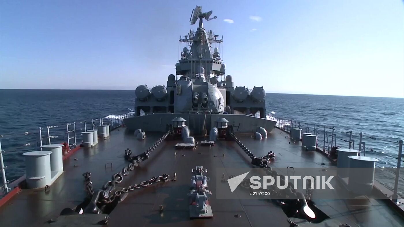 Guided Missile Cruiser Moskva arrives to defend Latakia