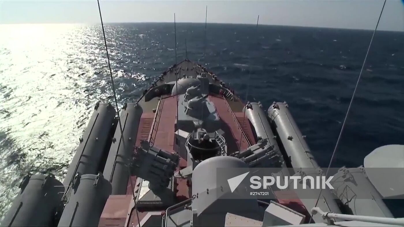 Guided Missile Cruiser Moskva arrives to defend Latakia