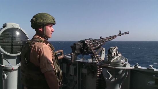 Guided Missile Cruiser Moskva arrives to defend Latakia